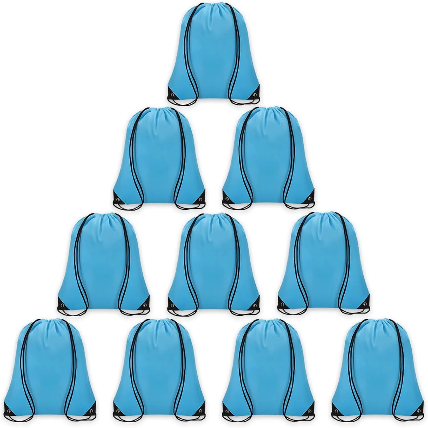 10Pcs Drawstring Backpack Bulk Cinch Bag, Drawstring Bags Polyester for Gym Sports Beach Party Trip (Sky Blue)