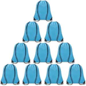 10Pcs Drawstring Backpack Bulk Cinch Bag, Drawstring Bags Polyester for Gym Sports Beach Party Trip (Sky Blue)