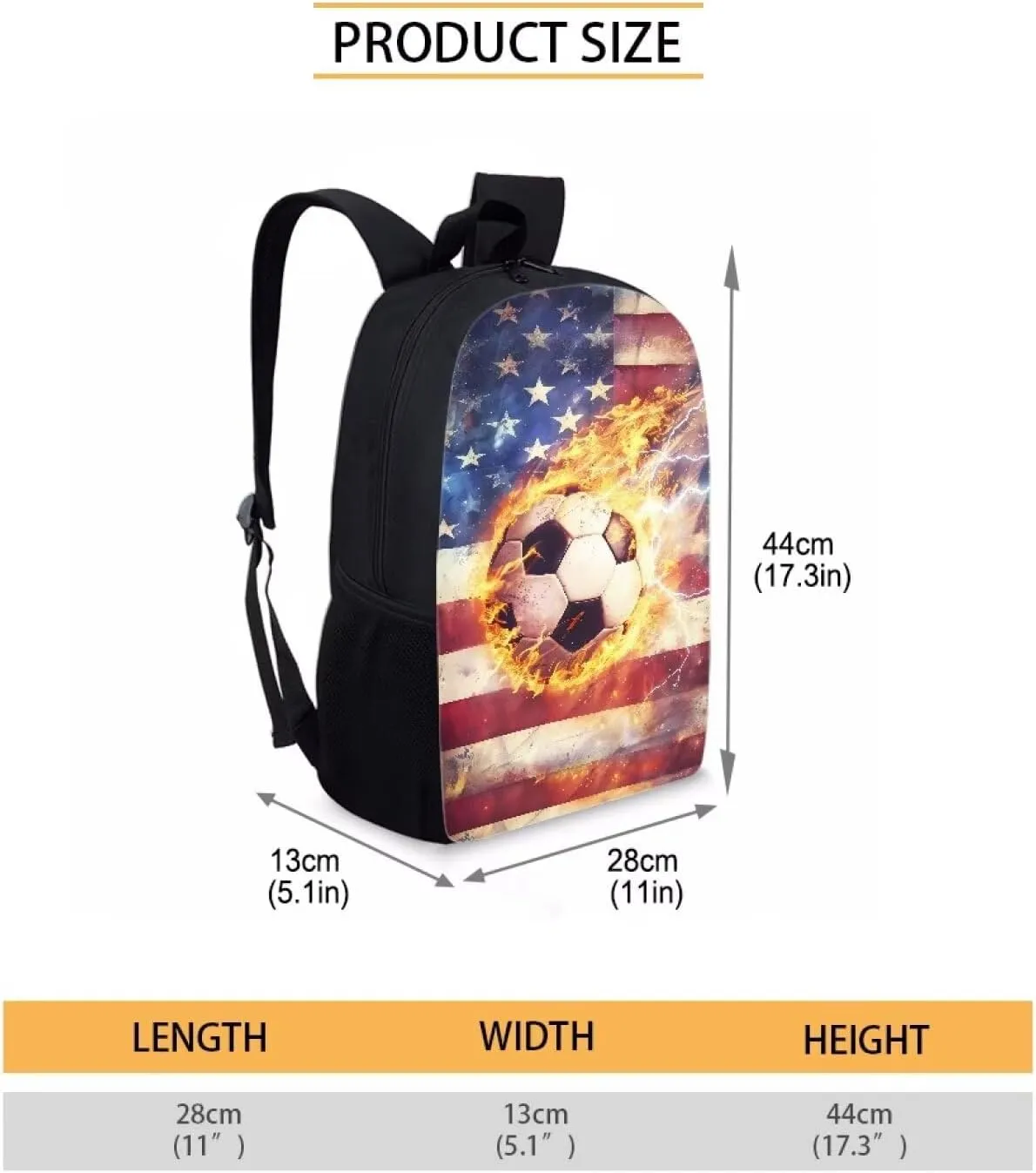 3 Piece Backpack Set for Boys Football Backpack Kids Bookbag with Lunch Box and Pen Case Large Capacity Pencil Case With Supplies Thermos Lunch Bag Large Bookbag