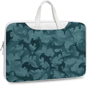 Abstract Shark Pattern Leather Bag Laptop Case Slim Water Resistant Computer Bags with Handle Briefcase for Work