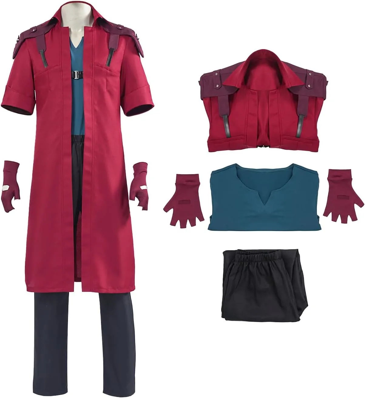 Adult Dante Costume Devil Cosplay Cry Dante Red Trench Jacket Halloween Demon Coat Gloves Outfit