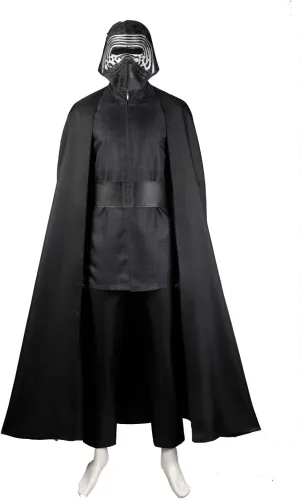 Adult Men Kylo Ren Costume Tunic Pants with Black Cloak Halloween Cosplay Outfits