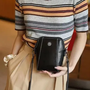 All-match Vertical Cellphone Bag, Crossbody Leather Shoulder Bags and Clutches, Women Crossbody Handbags Retro Messenger Bag