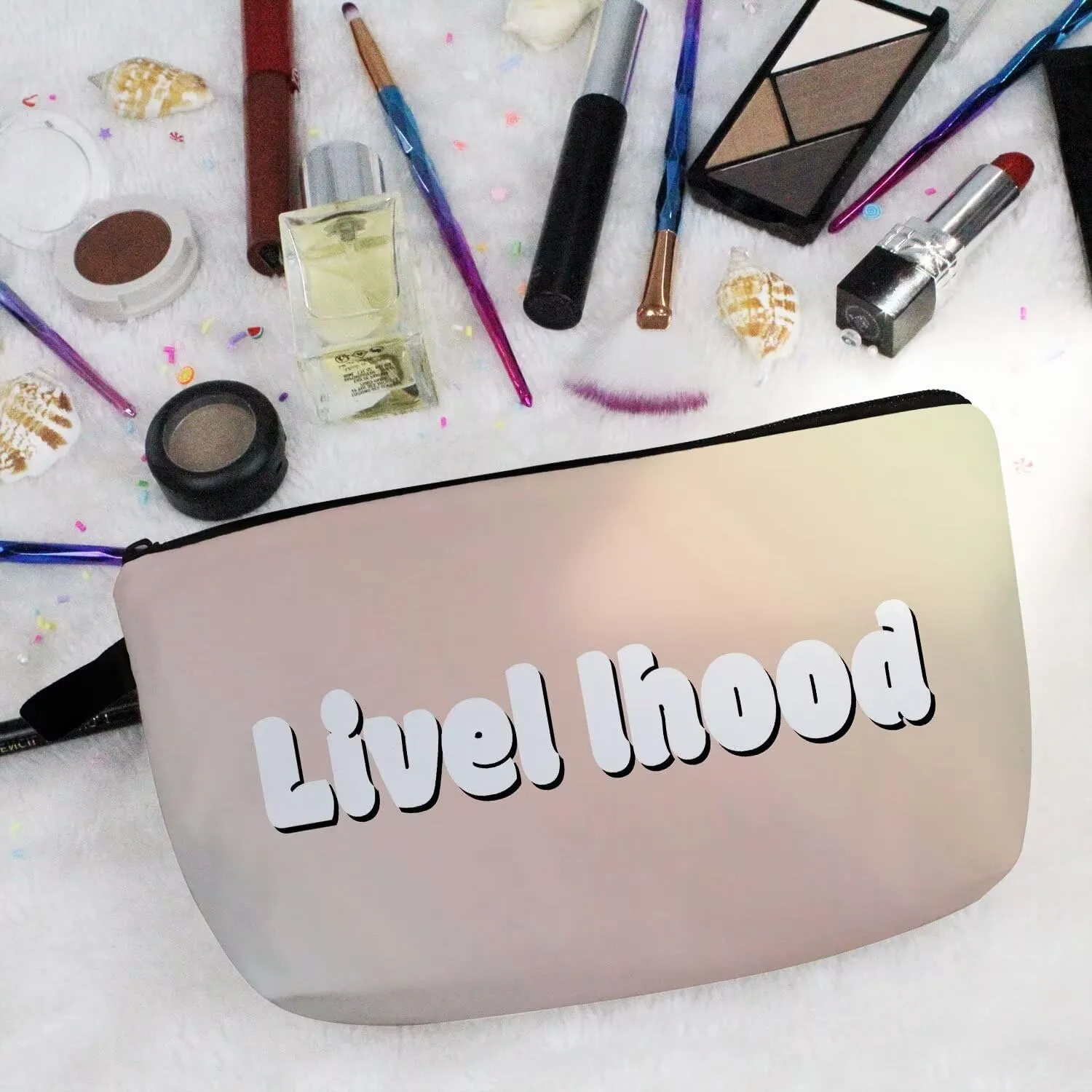 Australian Shepherd Makeup Bag Blue Background Puppy Organizer Zipper Pouch Australian Shepherd Cosmetic Bag Present for Dog Lovers Dog Mom Women