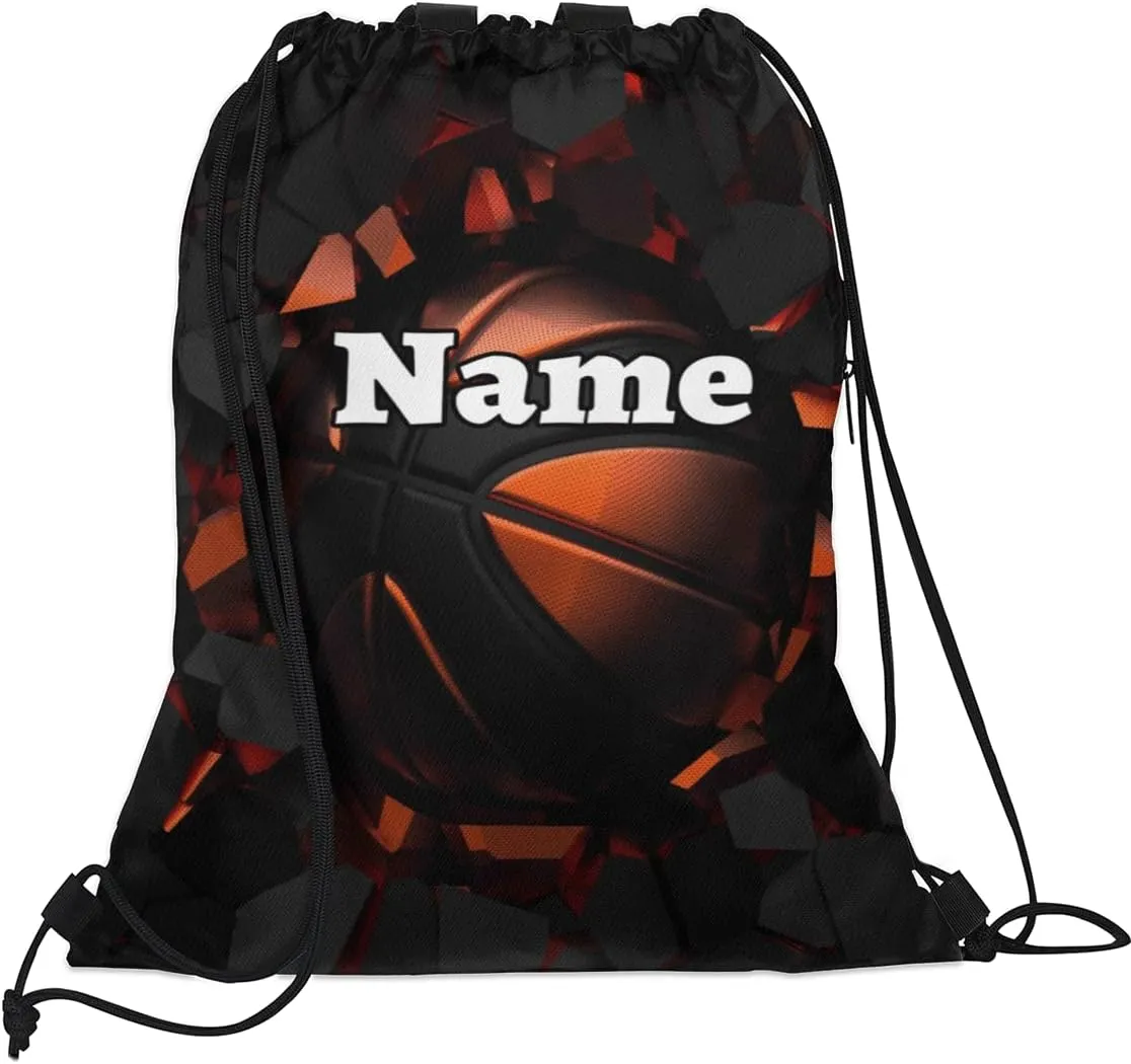 Basketball Custom Drawstring Backpack Sports Basketball Personalized Dance Bags Lightweight Backpacks for Men Women Adults Birthday Gifts Mini Gym Sports Beach Swim Travel Drawstring Bag