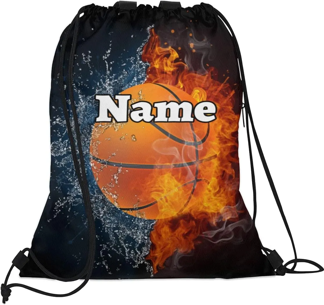Basketball Sport Custom Drawstring Backpack Basketball Ball Personalized Dance Bags Lightweight Backpacks for Men Women Adults Birthday Gifts Mini Gym Sports Beach Swim Travel Drawstring Bag