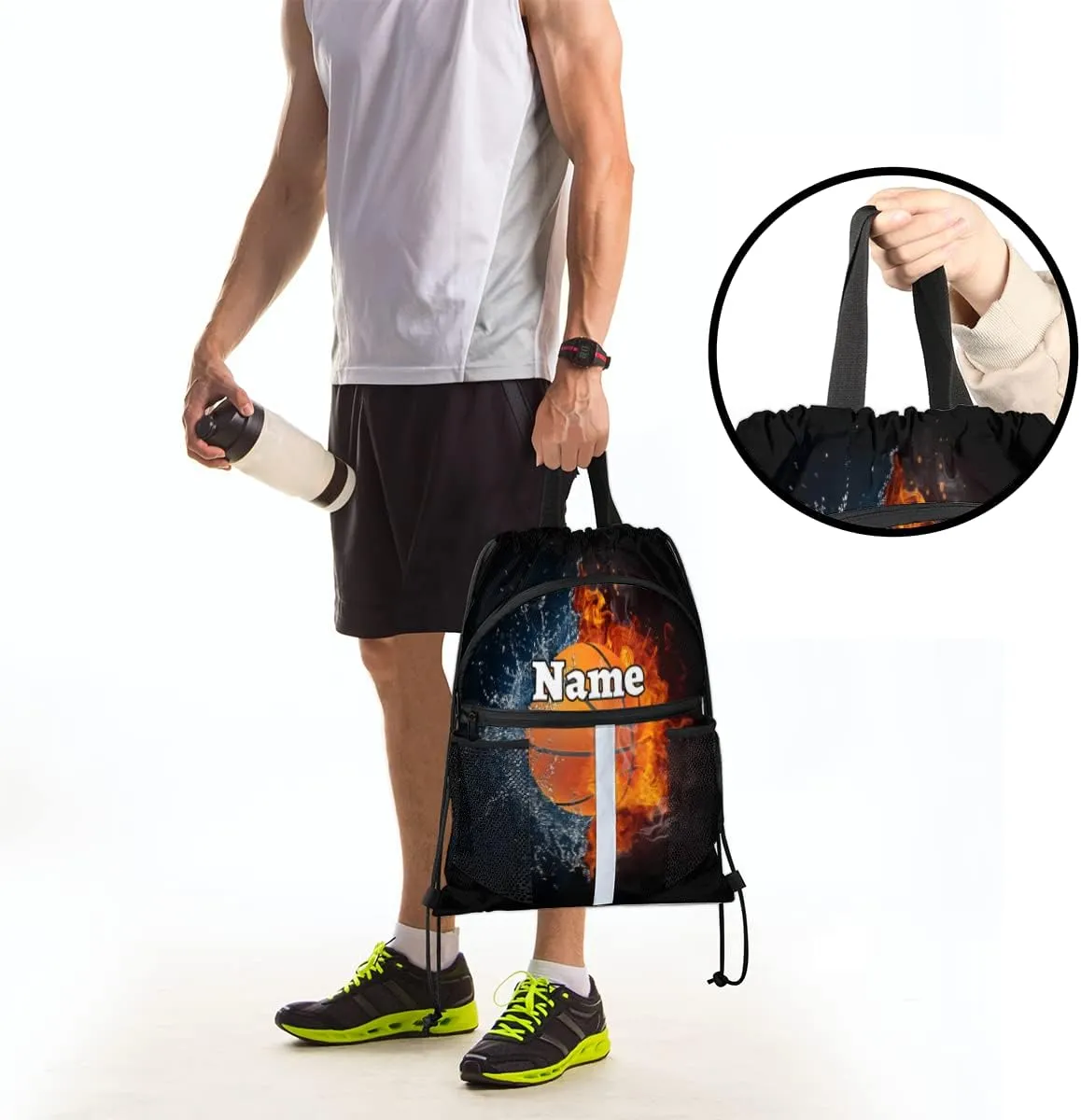 Basketball Sport Custom Drawstring Backpack Basketball Ball Personalized Dance Bags Lightweight Backpacks for Men Women Adults Birthday Gifts Mini Gym Sports Beach Swim Travel Drawstring Bag