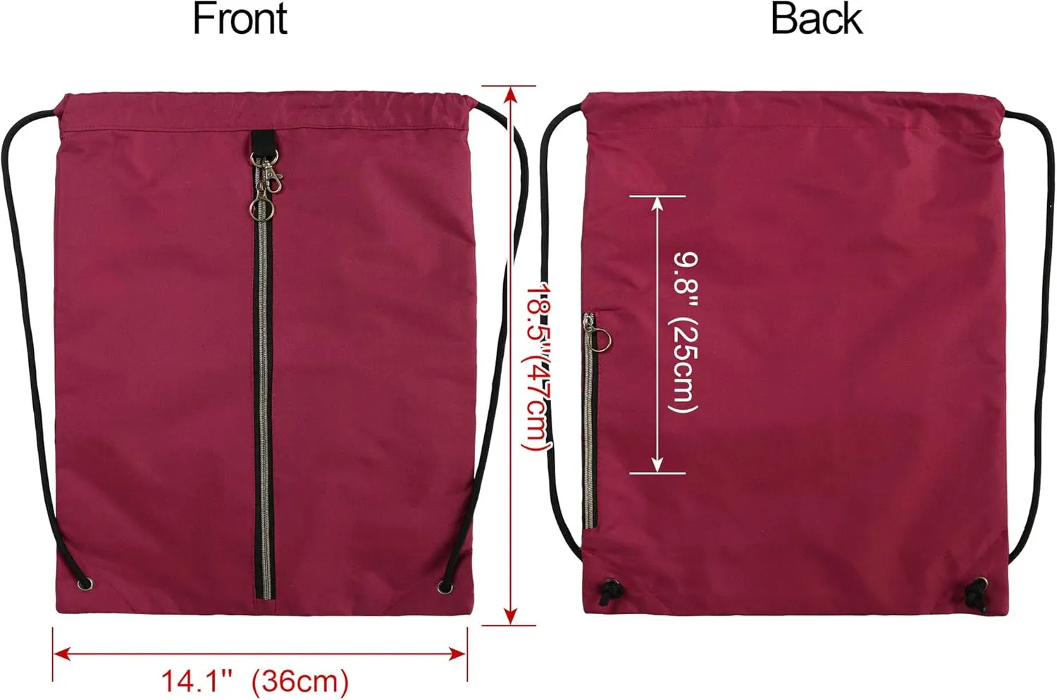 BeeGreen Drawstring Backpack Sports Gym Bag With Shoe Compartment and Two Water Bottle Holder 