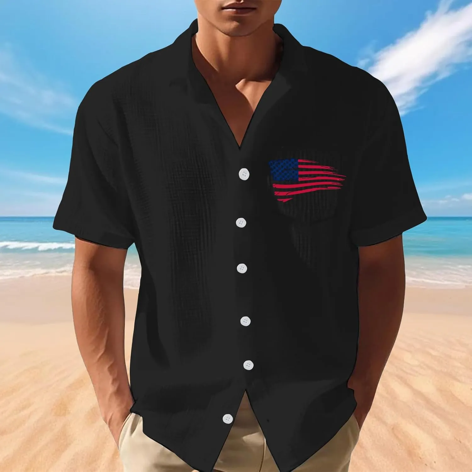 Big and Tall Button Down Shirts for Men Short Sleeve Shirts Summer Untucked Regular Fit Beach Dress Shirts with Pocket