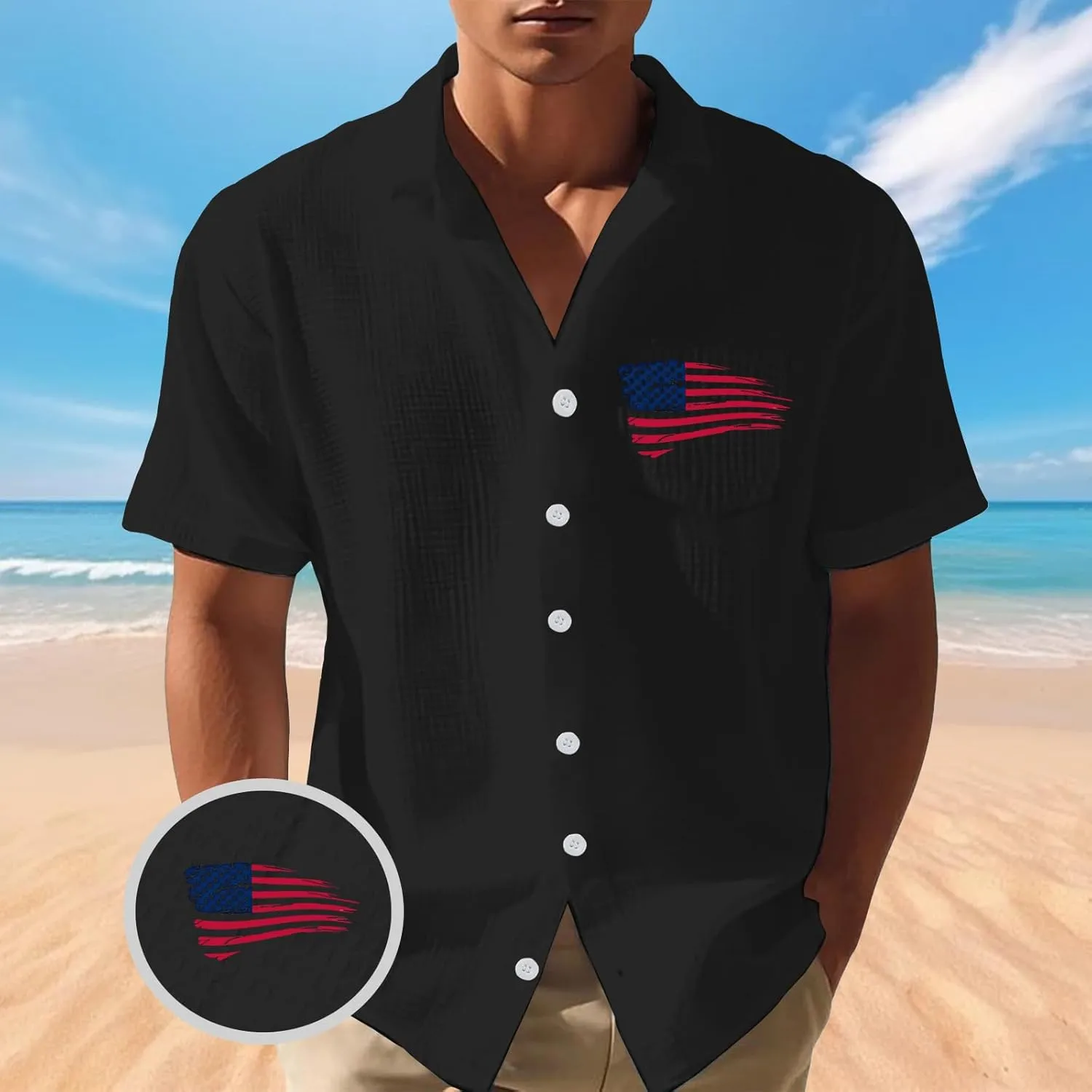 Big and Tall Button Down Shirts for Men Short Sleeve Shirts Summer Untucked Regular Fit Beach Dress Shirts with Pocket
