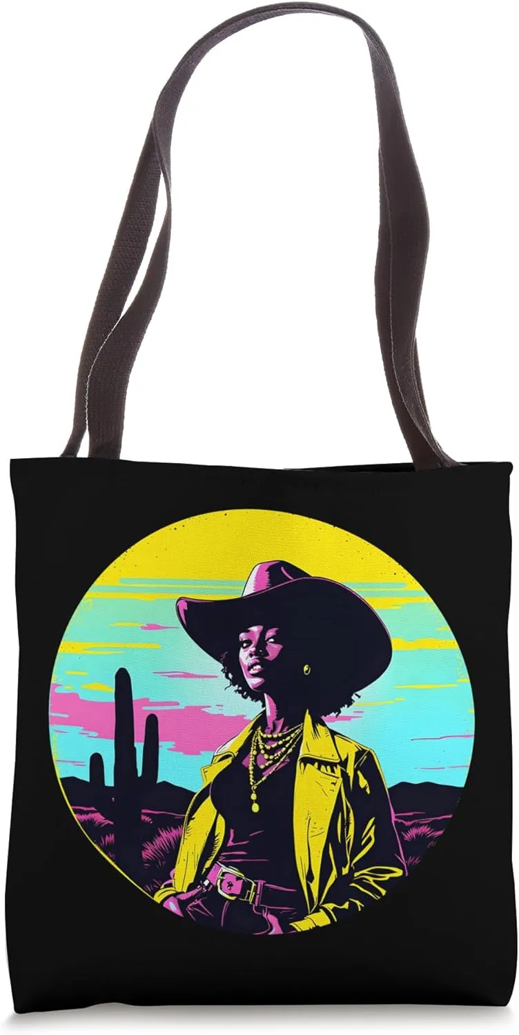 Black African America Cowgirl Western Rodeo Country Texas Tote Bag