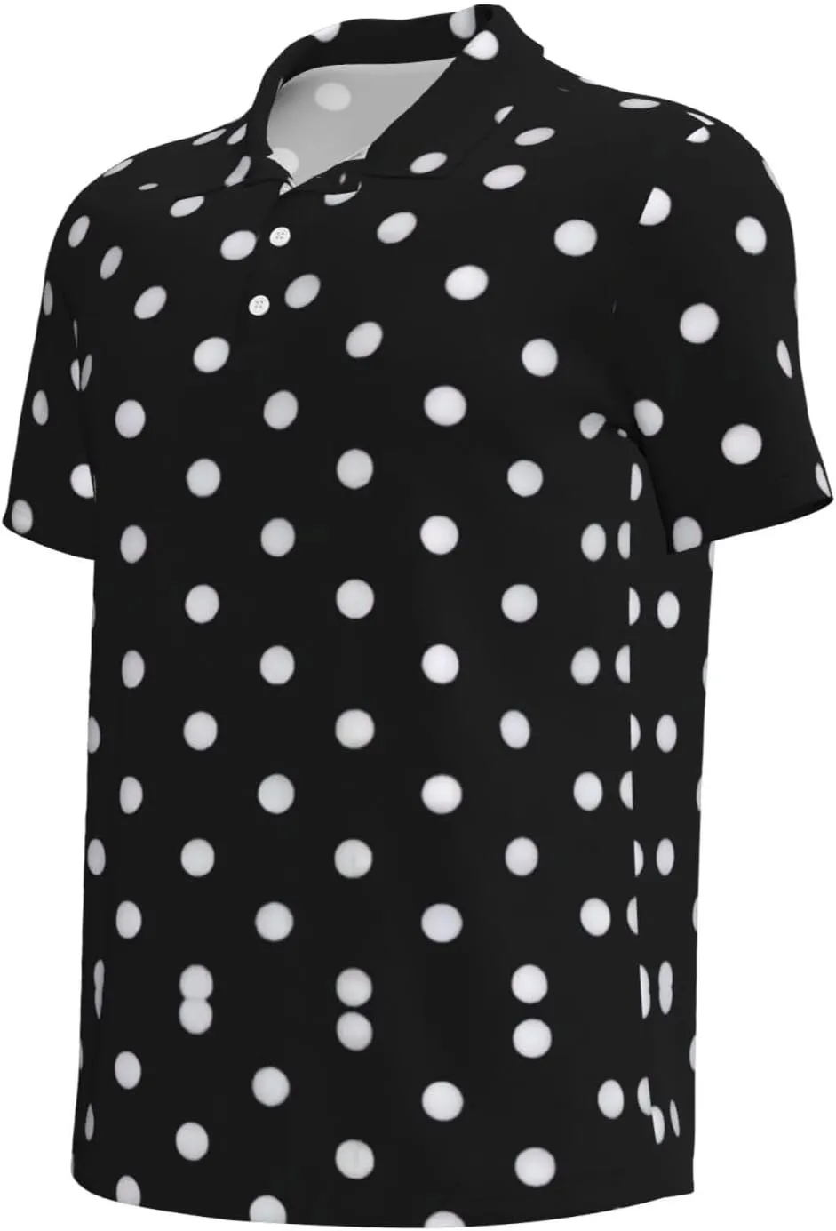 Black and White Polka Dot Print Men's Polo Shirts Short Sleeve,Stylish Polo T-Shirts for Men,for Golf and Casual Wear