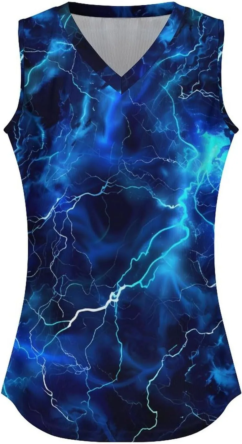 Blue Lightnings Women's Tank Top Sleeveless V Neck T Shirt Casual Vests Funny Blouses
