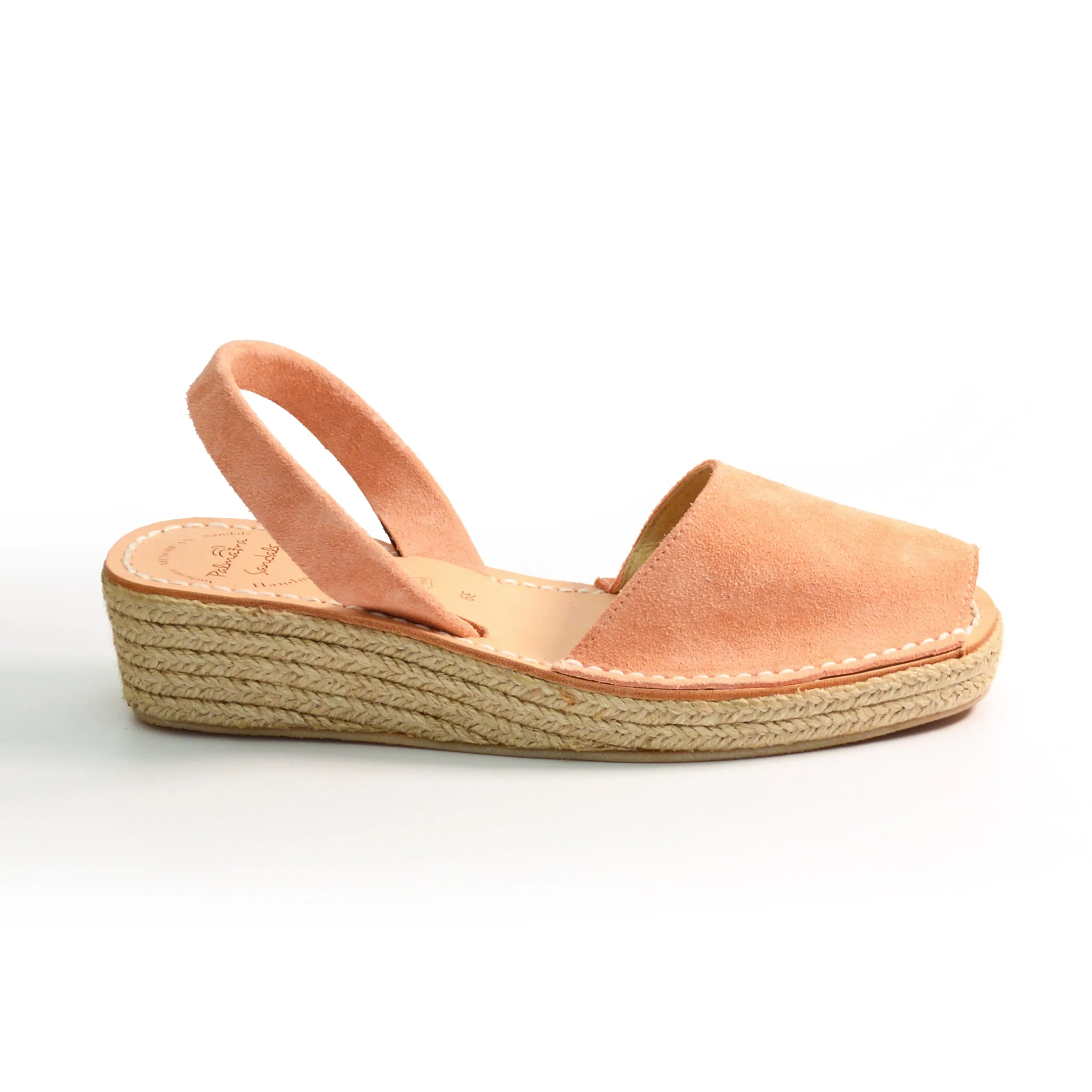 Blush Suede Low Espadrille Wedge