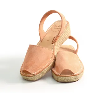 Blush Suede Low Espadrille Wedge