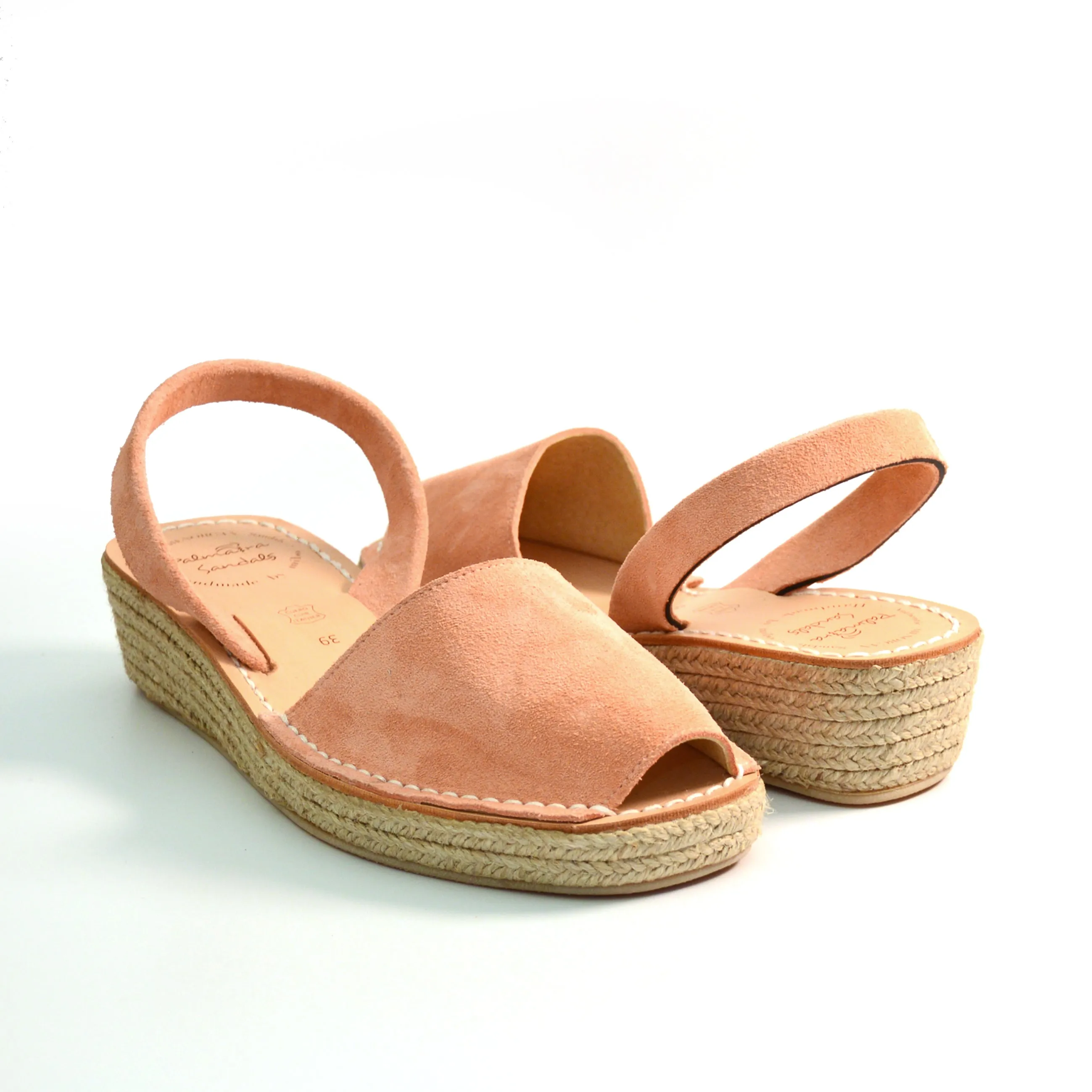 Blush Suede Low Espadrille Wedge