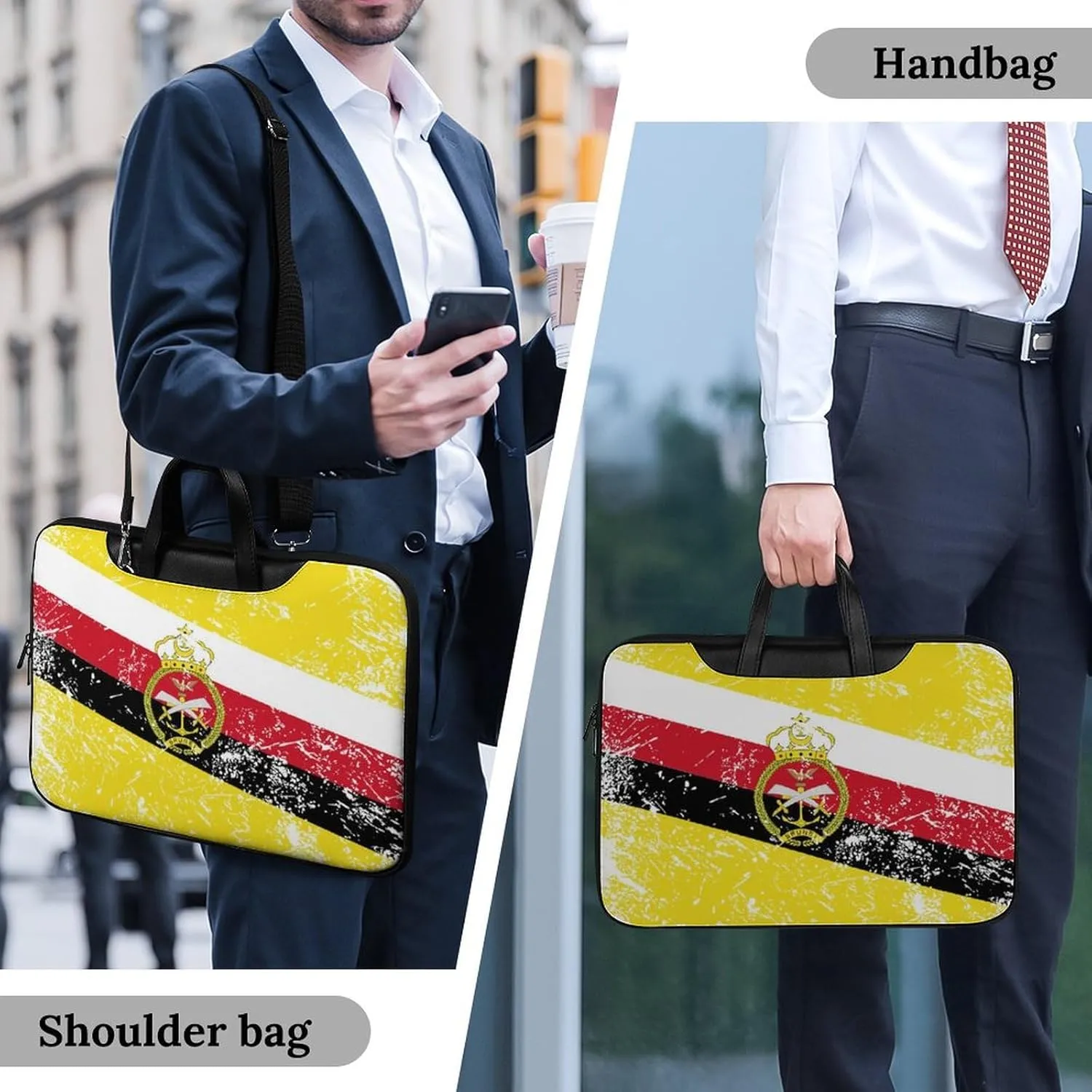 Brunei Vintage Flag Leather Bag Laptop Case Slim Water Resistant Computer Bags with Handle Briefcase for Work