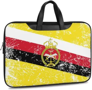 Brunei Vintage Flag Leather Bag Laptop Case Slim Water Resistant Computer Bags with Handle Briefcase for Work