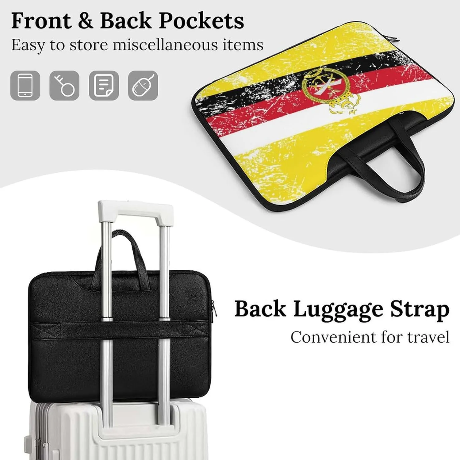 Brunei Vintage Flag Leather Bag Laptop Case Slim Water Resistant Computer Bags with Handle Briefcase for Work