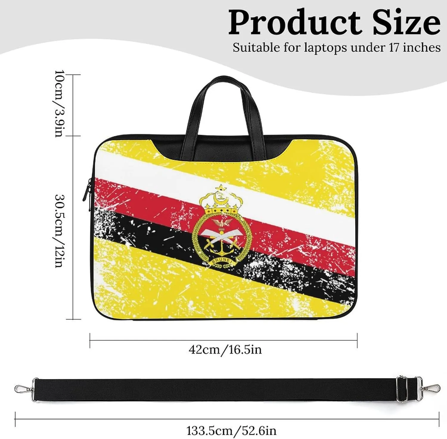 Brunei Vintage Flag Leather Bag Laptop Case Slim Water Resistant Computer Bags with Handle Briefcase for Work