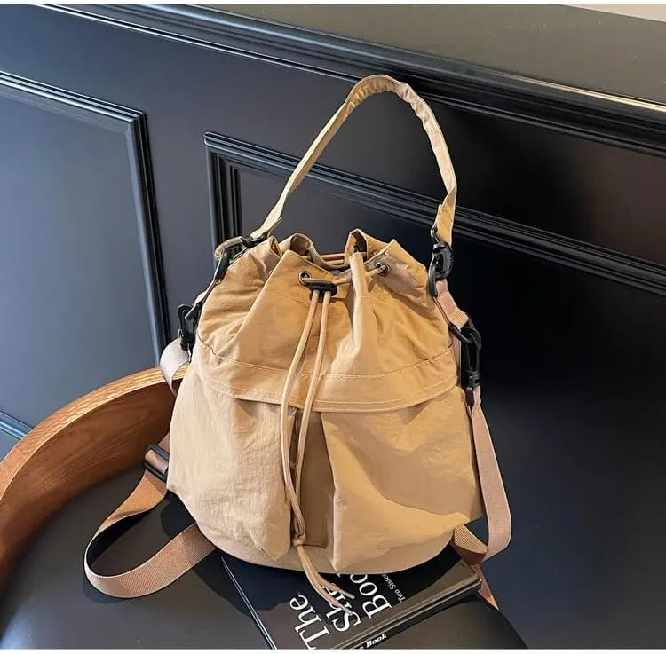 Bucket Shoulder Bag for Women Large Capacity Tote with Minimalist Design for Crossbody or Hand Carry in Casual Daily Use