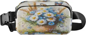 Butterfly Wheat Bouquet Beige Fanny Packs for Women Men Crossbody Bags Everywhere Belt Bag with Adjustable Strap Fashion Waist Pack for Travel Daily Running
