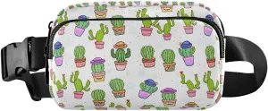 Cactus with Hat White Fanny Packs for Women Girls Crossbody Bags Everywhere Belt Bag with Adjustable Strap Fashion Waist Pack for Running Workout Travel