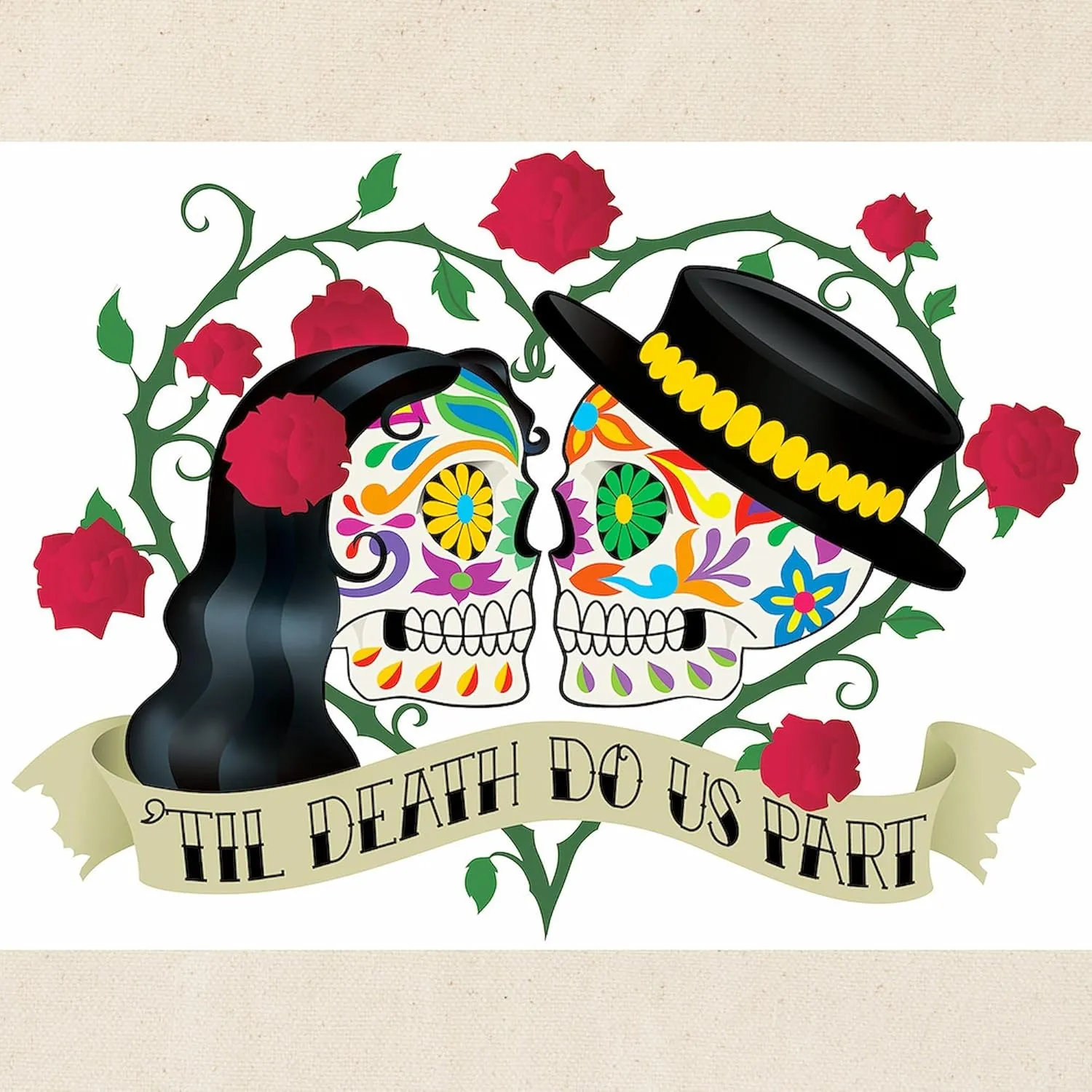 CafePress Day Of The Dead Wedding Tote Bag Natural Canvas Tote Bag, Reusable Shopping Bag