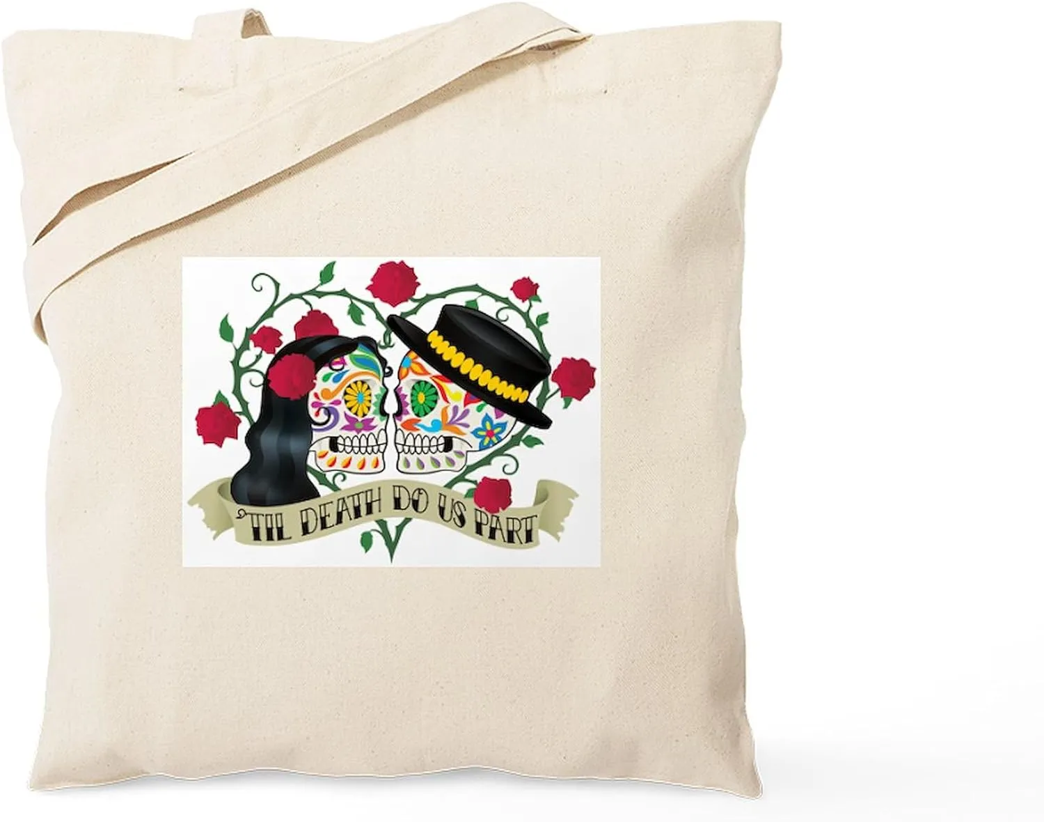 CafePress Day Of The Dead Wedding Tote Bag Natural Canvas Tote Bag, Reusable Shopping Bag