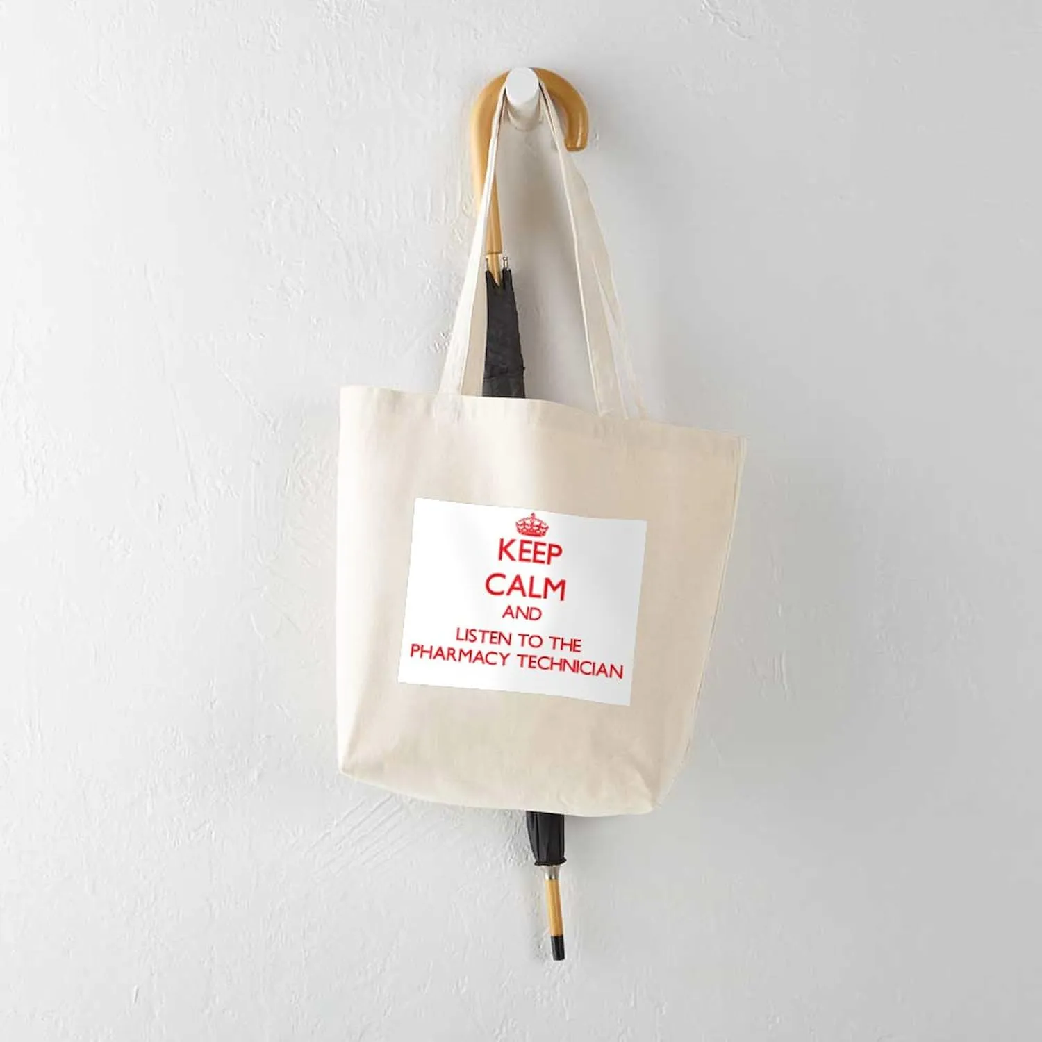 CafePress Keep Calm And Listen To The Pharmacy Technician To Natural Canvas Tote Bag, Reusable Shopping Bag