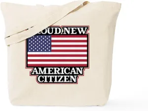 CafePress Proud New American Citizen Tote Bag Natural Canvas Tote Bag, Reusable Shopping Bag