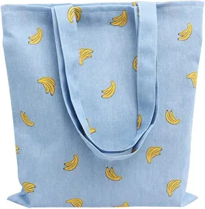 Caixia Women's Cotton Banana Print Blue Canvas Tote Shopping Bag, Tote-no Closure, Medium