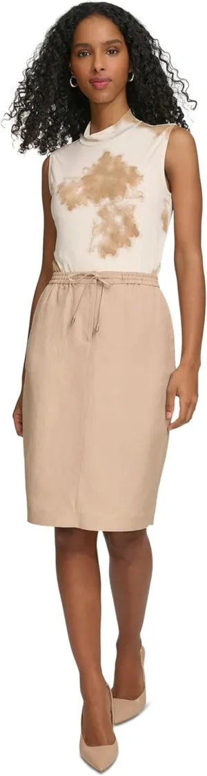 Calvin Klein Womens Linen Pencil Skirt Tan 4