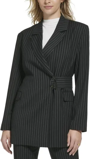 Calvin Klein Womens Pinstripe Two-Button Blazer