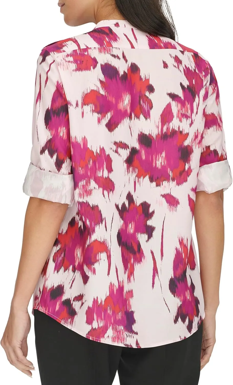 Calvin Klein Women's Printed Long Sleeve Blouse