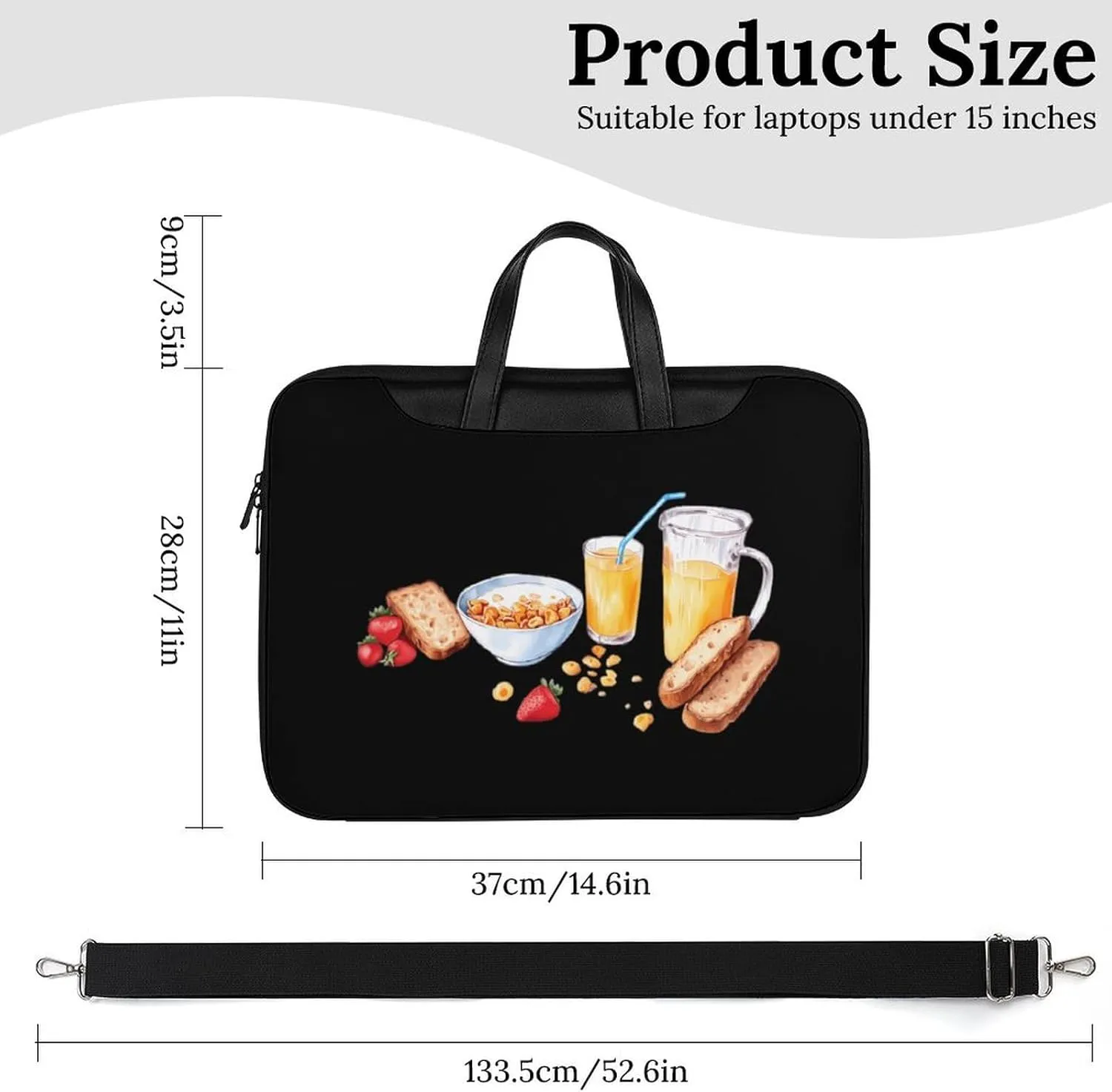 Cereal Milk And Toast Breakfast Leather Bag Laptop Case Slim Water Resistant Computer Bags with Handle Briefcase for Work