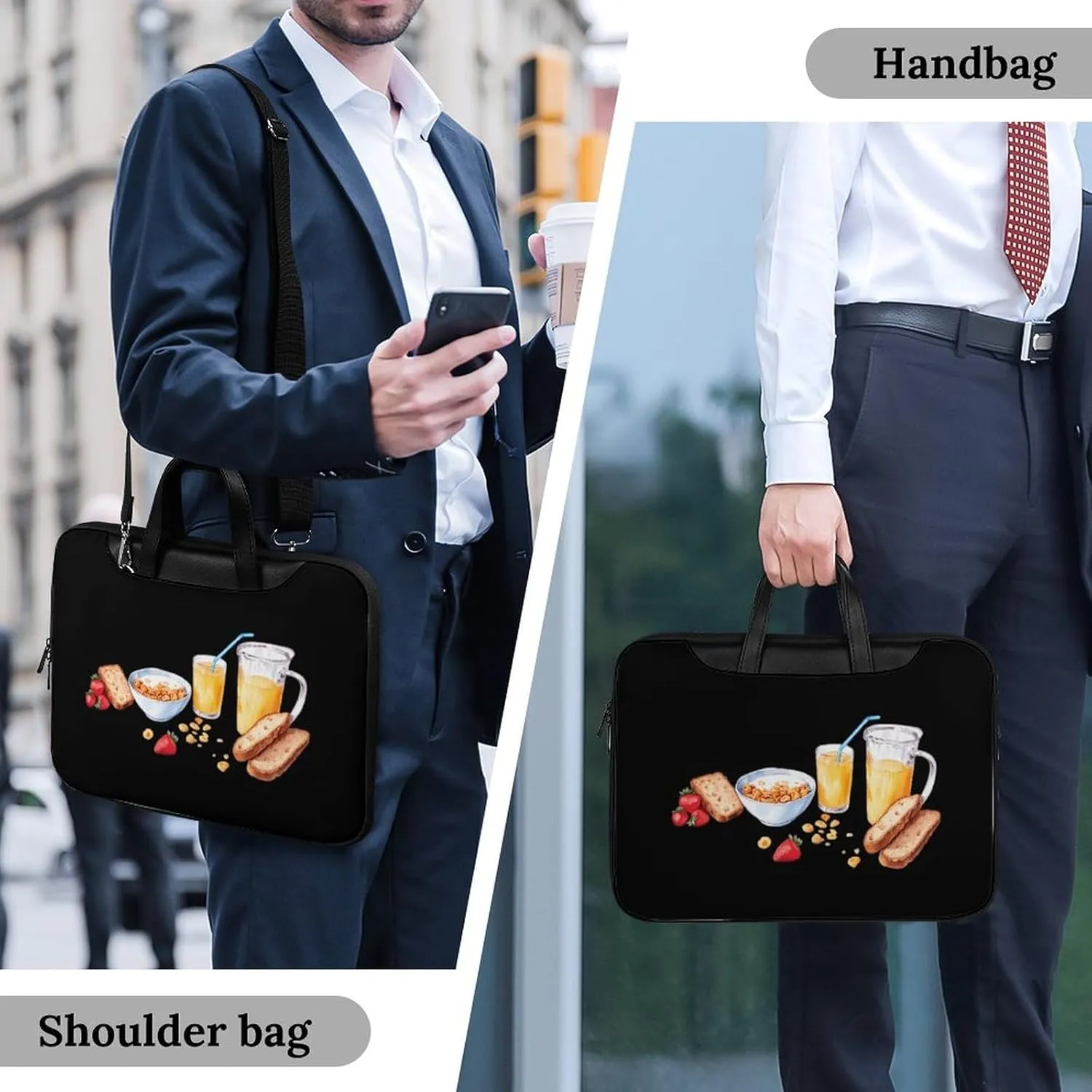 Cereal Milk And Toast Breakfast Leather Bag Laptop Case Slim Water Resistant Computer Bags with Handle Briefcase for Work