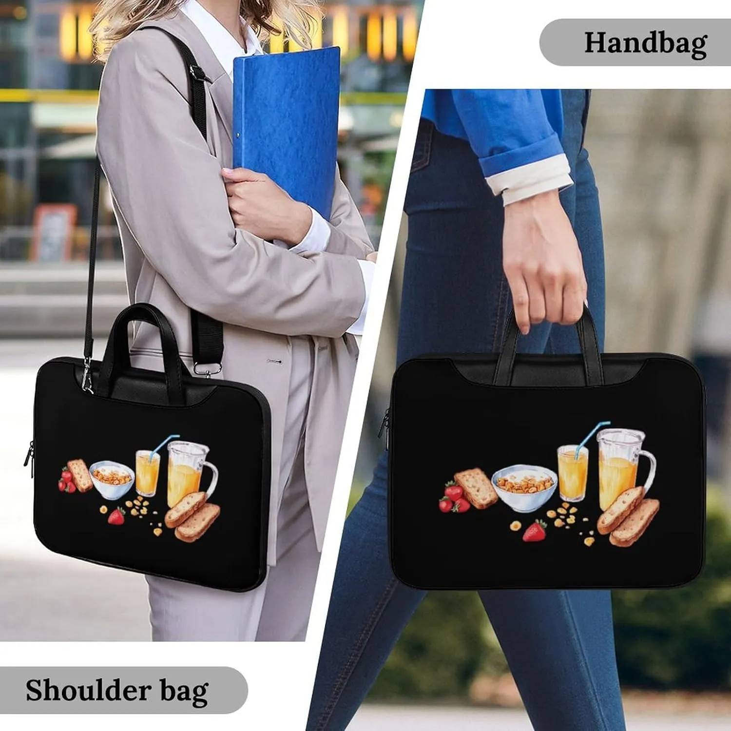 Cereal Milk And Toast Breakfast Leather Bag Laptop Case Slim Water Resistant Computer Bags with Handle Briefcase for Work