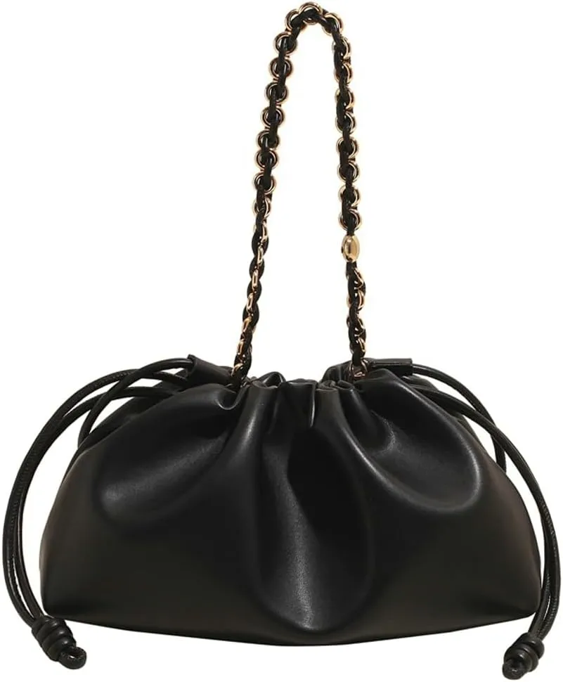 Chic Cloud Bag Womens Chain Purse Vegan Leather Drawstring Tote Handbag Hobo Satchel Purse Travel Work Shoulder Bag 2025