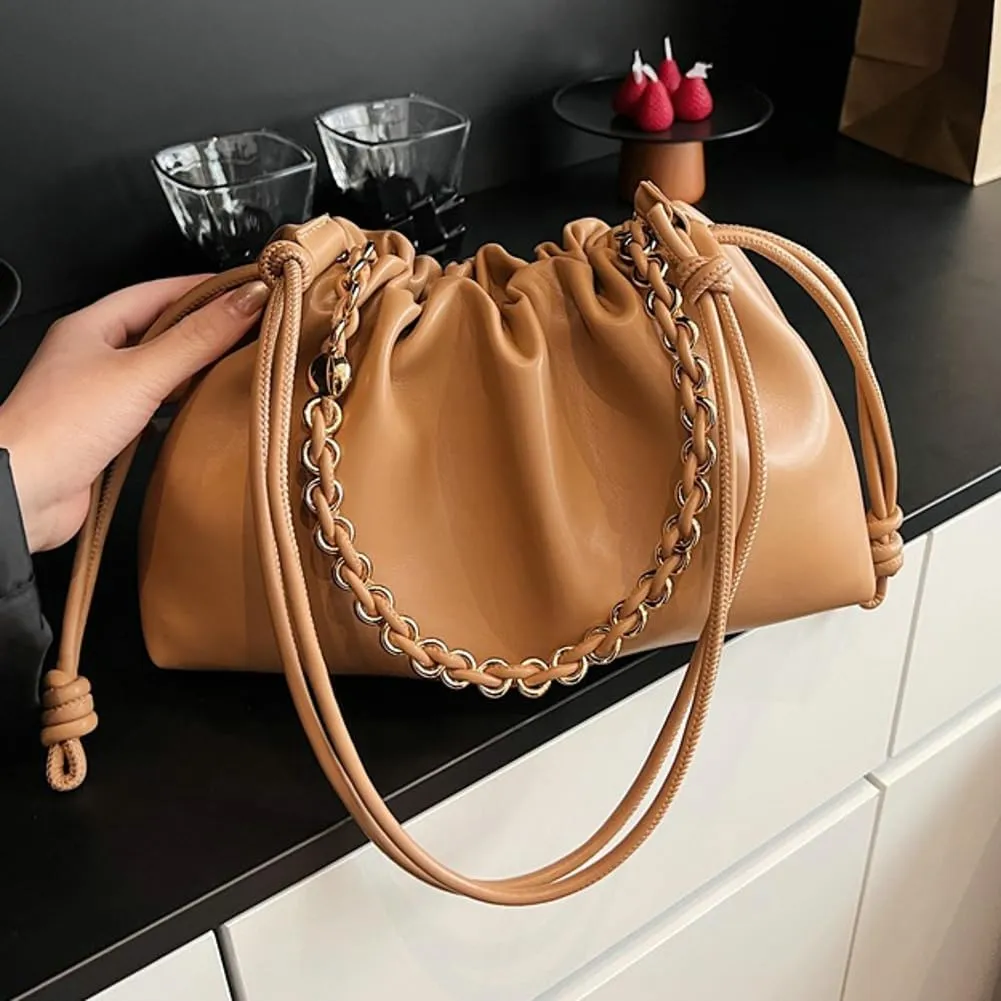 Chic Cloud Bag Womens Chain Purse Vegan Leather Drawstring Tote Handbag Hobo Satchel Purse Travel Work Shoulder Bag 2025