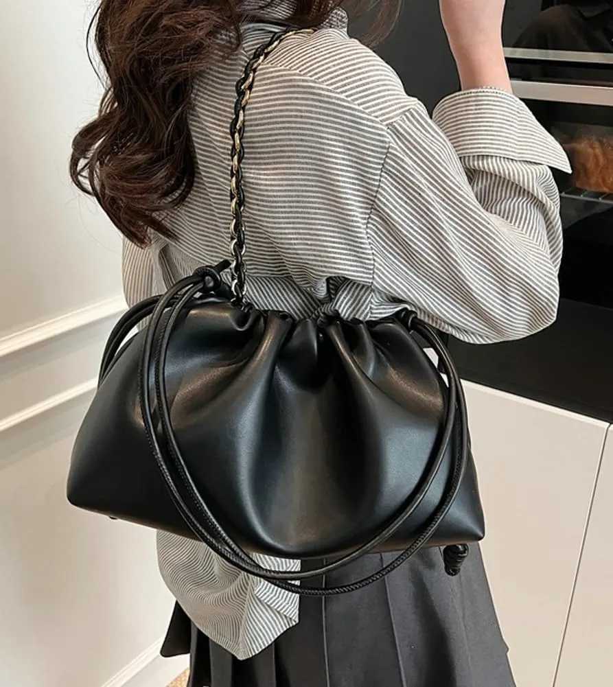 Chic Cloud Bag Womens Chain Purse Vegan Leather Drawstring Tote Handbag Hobo Satchel Purse Travel Work Shoulder Bag 2025