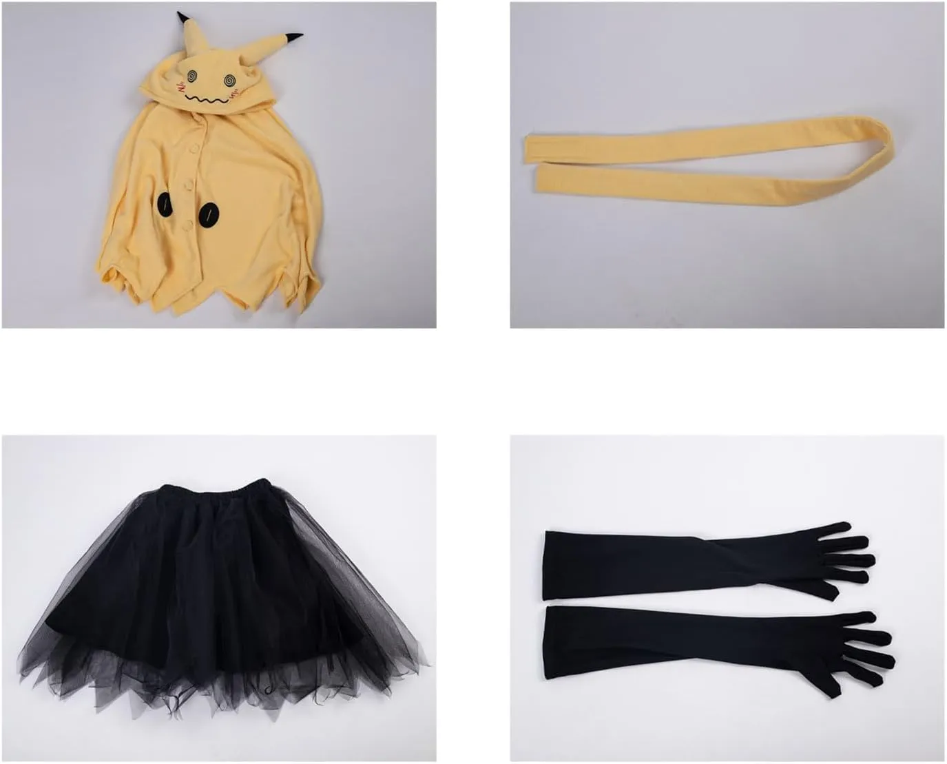 Cosfun Womens Ghost Hooded Cape Cloak Cute Ears Hooded Halloween Ghost Costume with Belt Skirt Gloves Yellow FY0161