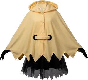 Cosfun Womens Ghost Hooded Cape Cloak Cute Ears Hooded Halloween Ghost Costume with Belt Skirt Gloves Yellow FY0161