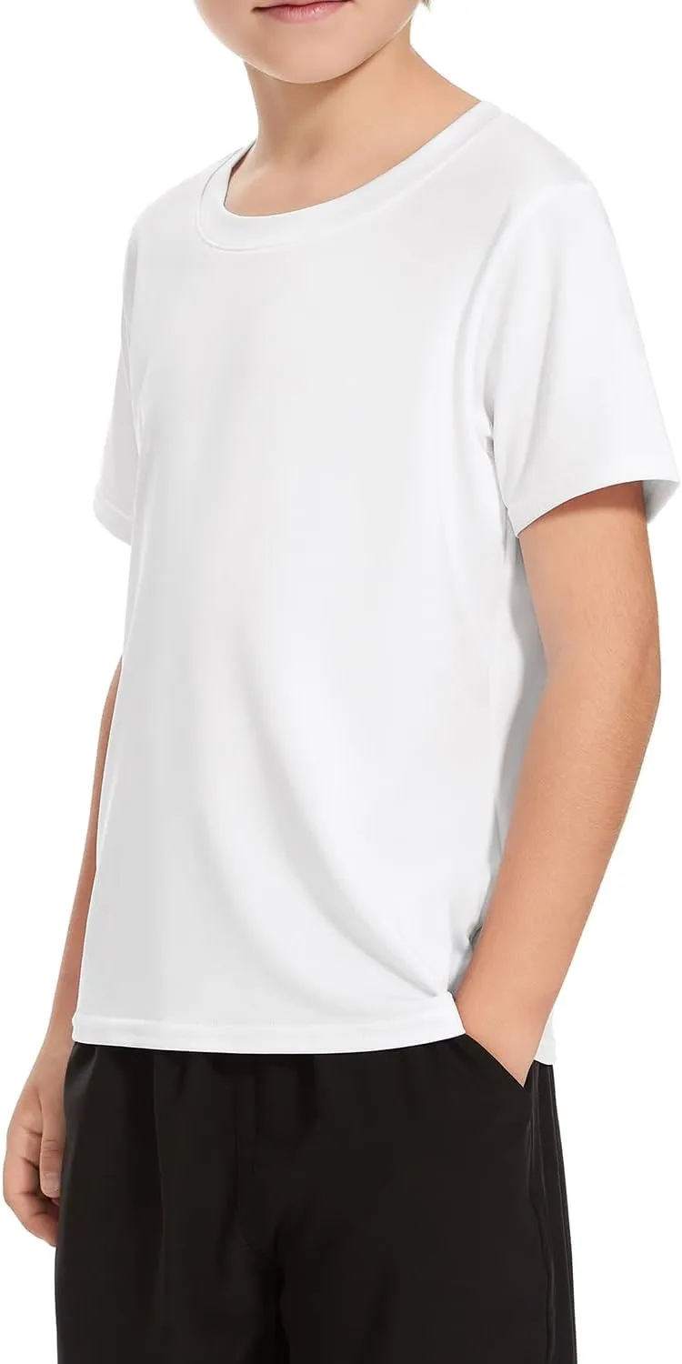Cosy Pyro 5 Pack Boys Athletic Shirts Short Sleeve Tees Youth Dry-Fit Wicking Active Performance Tshirts for Kids
