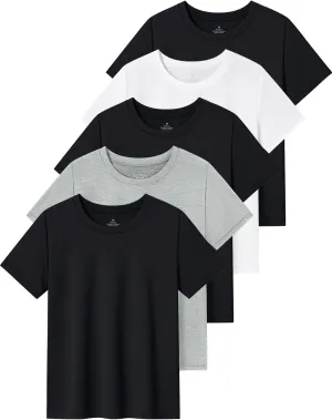 Cosy Pyro 5 Pack Boys Athletic Shirts Short Sleeve Tees Youth Dry-Fit Wicking Active Performance Tshirts for Kids