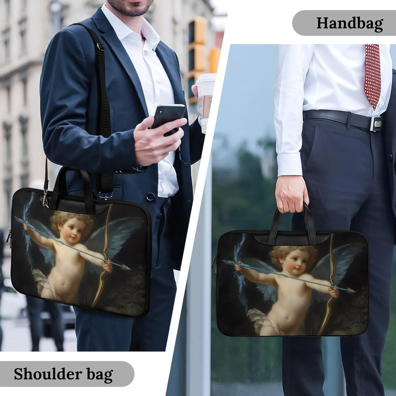 Cupid Love God Greek Mythology Leather Bag Laptop Case Slim Water Resistant Computer Bags with Handle Briefcase for Work