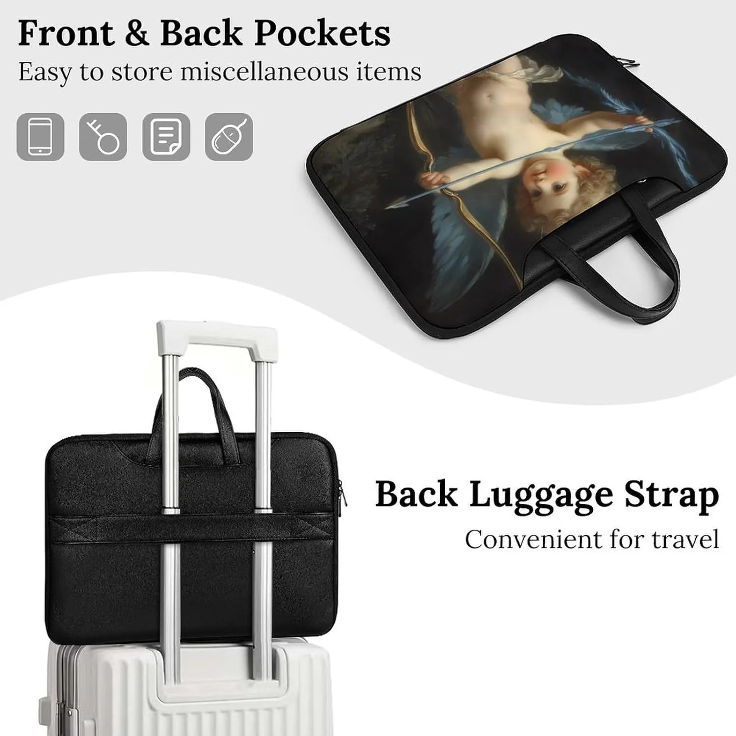 Cupid Love God Greek Mythology Leather Bag Laptop Case Slim Water Resistant Computer Bags with Handle Briefcase for Work