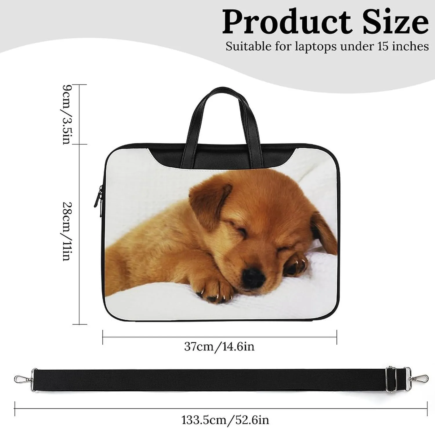 Cute Little Dog Leather Bag Laptop Case Slim Water Resistant Computer Bags with Handle Briefcase for Work