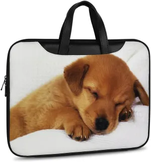 Cute Little Dog Leather Bag Laptop Case Slim Water Resistant Computer Bags with Handle Briefcase for Work
