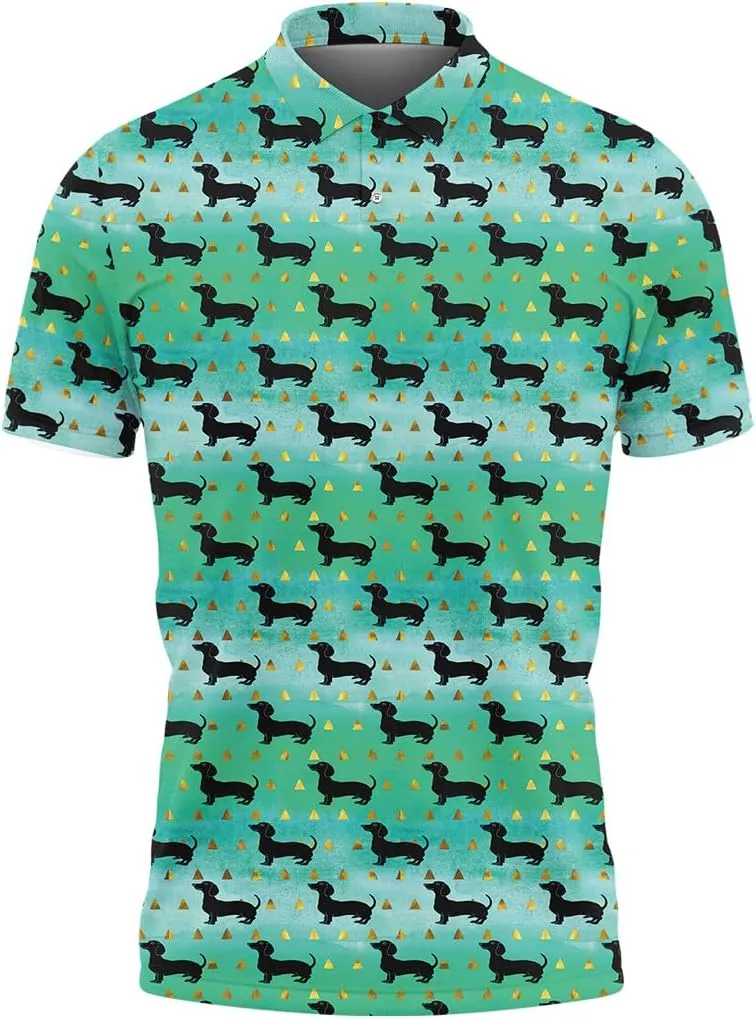 Dachshund Polo Golf Shirts for Men Women - Dog Lover Mens Polo Shirts Short Sleeve Mens Polo Shirts Dry Fit Serie 72